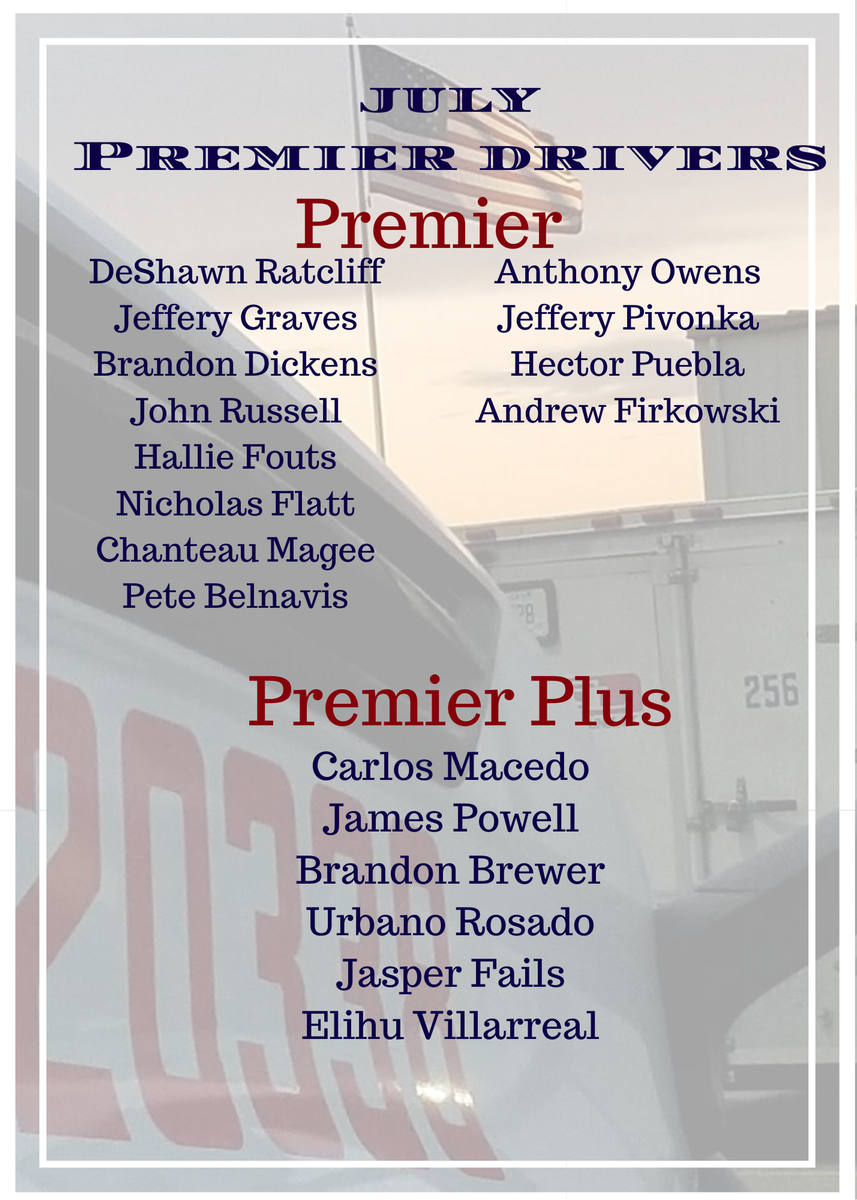 DriveforPTL's tweet photo. Congrats to the drivers who qualified for Premier and Premier Plus fleet for July! #driveforptl https://t.co/dHckWiQKzW