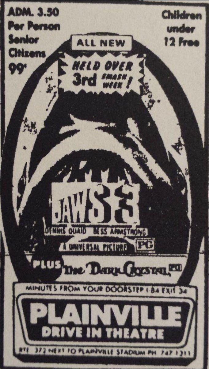 ClassicHBOGuide's tweet photo. Pay Cable July 1984 - Jaws 3 (not in 3D) - guide ad, ad for the 'Sharks Don't Die' special, newspaper ad, @washingtonpost review - @JohnPUTCH @LeaKThompson @LouisGossettJr #joealves https://t.co/KfsGlE6fI2