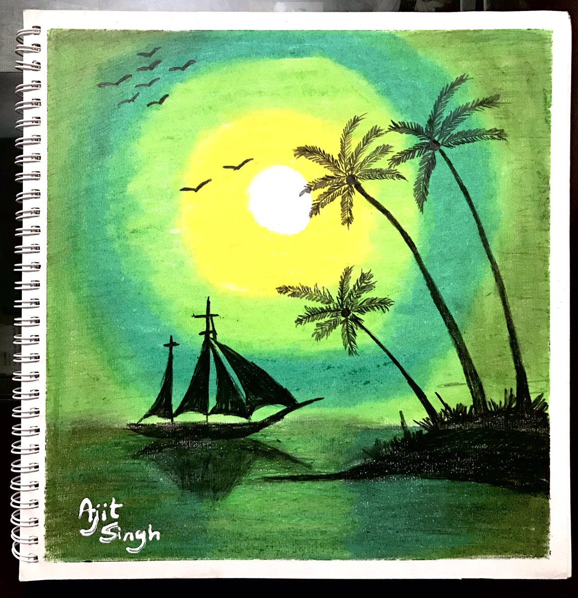 beardsingh's tweet photo. Green Scenery 🎨🎨🎨🎨🌴🌴🌴🌴🌴
#waxpainting #camelcolours #camelcolor #camelin #oilpasteldrawing #oilpastel #oilpastelart #oilpastels #artwork #sea #art #drawing #artworks #coloring https://t.co/ee5lUeY9H6