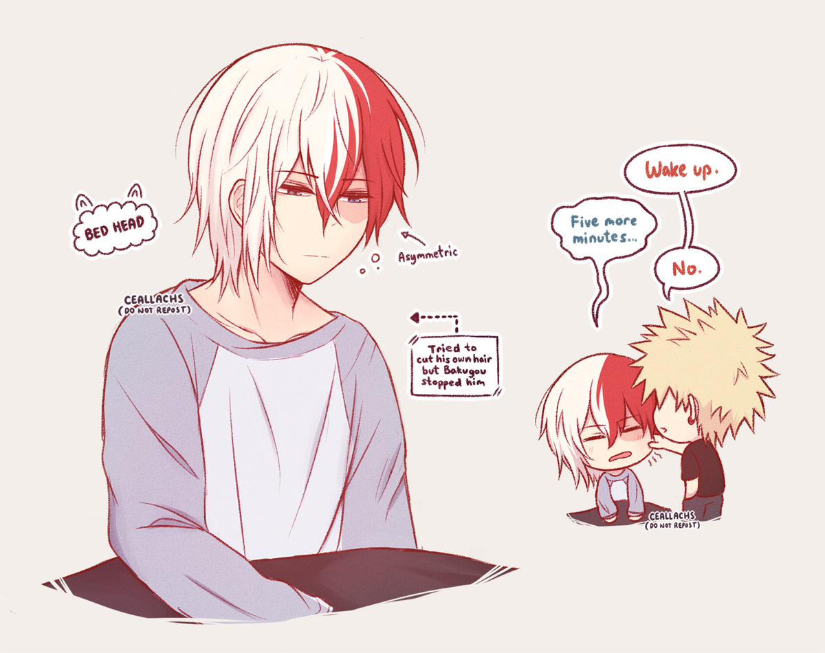 quarantine mornings; in which not all days are good hair days but he's lovely anyway

#爆轟 #bakutodo #todobaku 