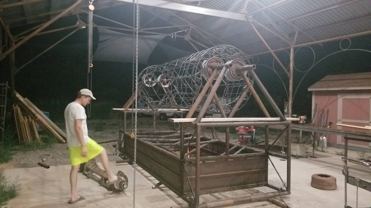 Edible_Carnival's tweet photo. Mulling, prepping, brainstorming &amp; executing!  It's HOT so glad we got the awning done before summer!

#wip #sculpture #rollingfield #kineticart #GYO #ecologicalart #artandecology https://t.co/oQYjrRUzDX