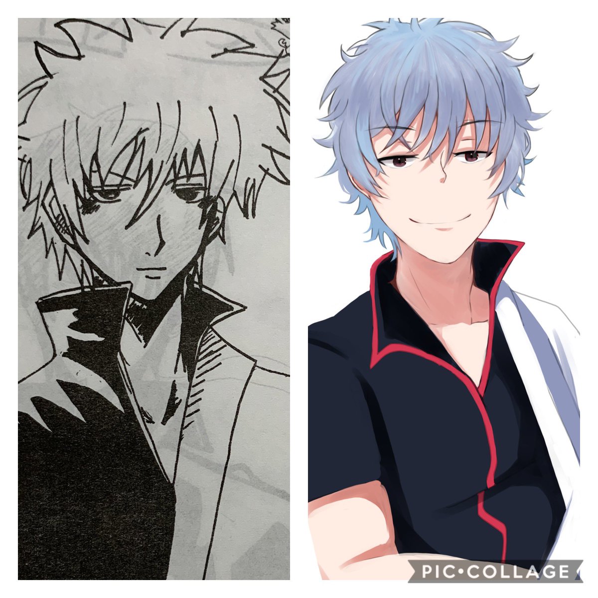 #画力ビフォーアフター 
←昔 今→
中学生の時のイラストをリメイクしようとしました😀でも昔の方がイケメンなような気がする(笑)目が難しいよぉ😂

#銀魂 #坂田銀時 #illustration #絵柄が好みって人にフォローされたい #イオフィエル #落書向上委員会 