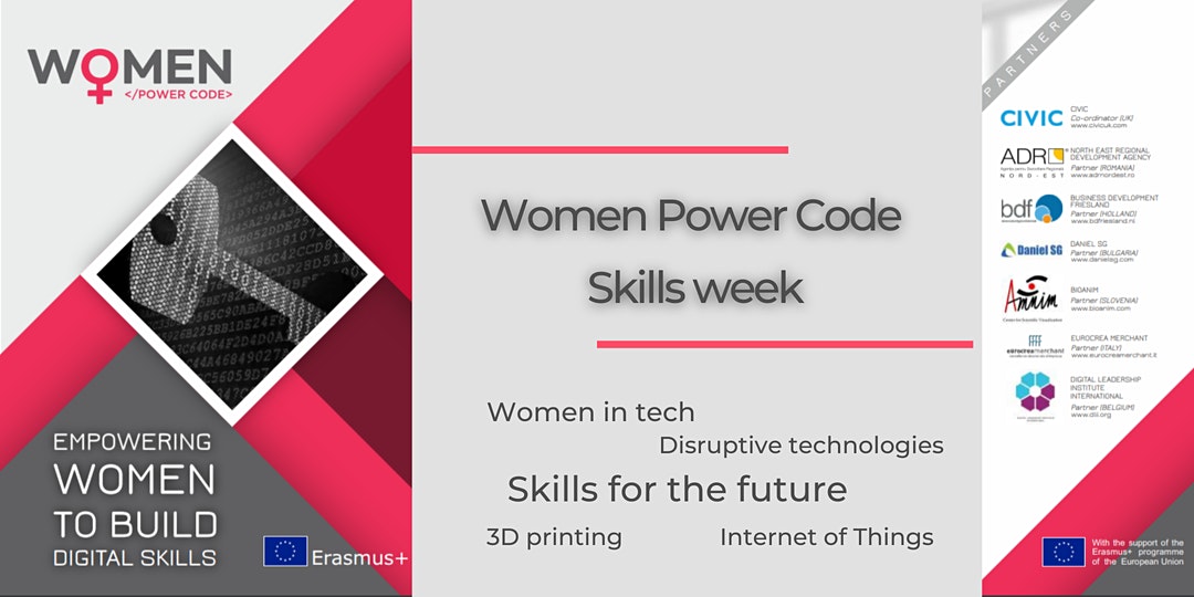 DLIIorg's tweet photo. July 13-17: Join us online for #womenpowercode Skills Week! Info on events, including free #digitalskills workshops for #women on #iot & #3dprinting, at this link ➡️https://t.co/V7Q7ZJZuop #womenintech #genderequality @civicuk @BDFriesland @adrnordest @TomazAmon https://t.co/gYZDwVKfL0