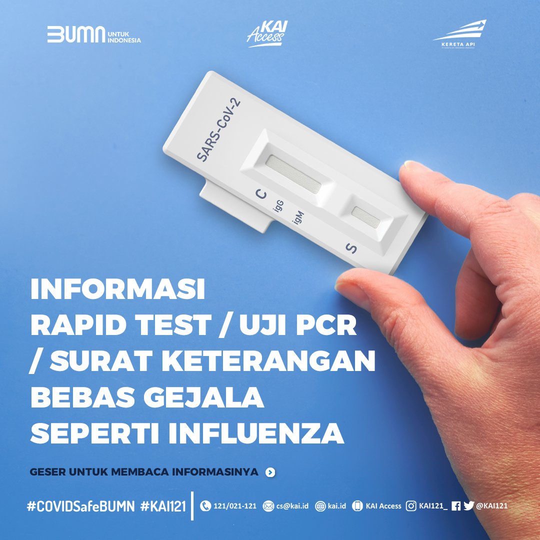 KAI121's tweet photo. #SahabatKAI pasti sudah tahu kan, kalau Gugus Tugas Percepatan Penanganan COVID-19 telah melakukan perubahan masa berlaku hasil uji PCR atau Rapid test menjadi 14 hari, sebagai syarat untuk melakukan perjalanan dengan transportasi umum.

#KAINewNormal https://t.co/adjCboDPCr