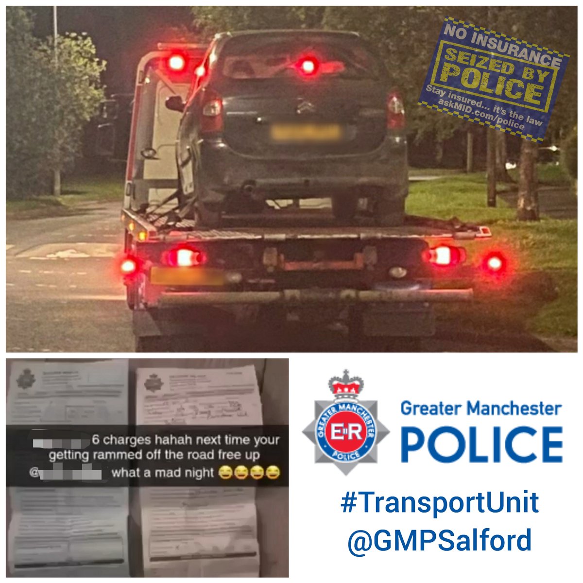 GMPSalford's tweet photo. A little bit of a story about one of our car seizures that lead to a court summons and inadvertent arrest of a wanted male overnight.
https://t.co/rcJBbgBFKg
#TransportUnit #BootBoy #MrLegit #Legit_Stop_Checks #S165 https://t.co/L0qRQtJboZ