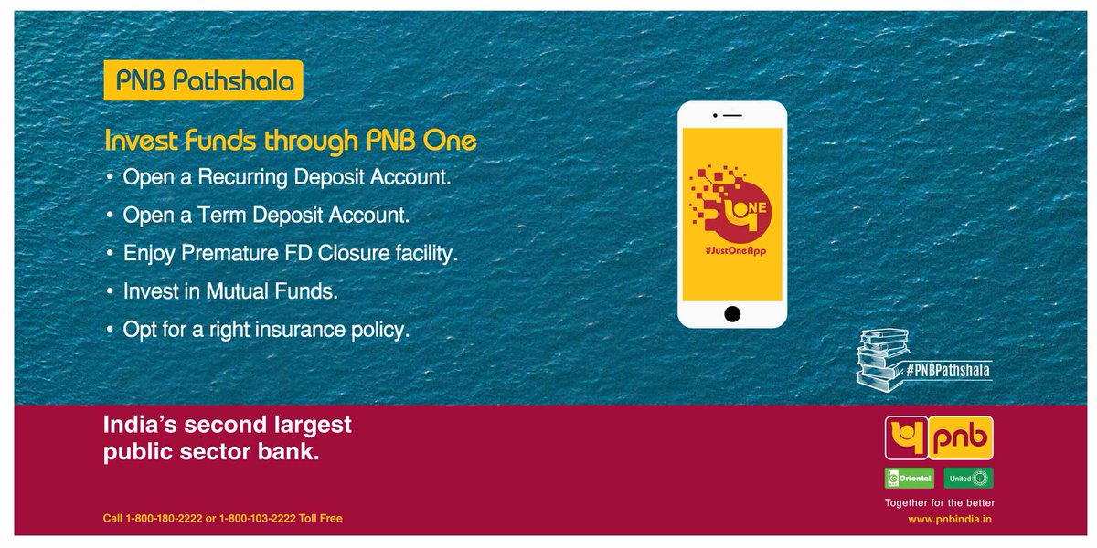 pnbindia's tweet photo. Today, in #PNBPathshala we will learn about investing funds through #PNBOne. From opening RD, FD to invest in Mutual Funds, now you can do more with #JustOneApp. Know more: https://t.co/deKDUMABBw
#DigitalBanking #BankFromHomeAndStaySafe https://t.co/kfrc7ZQJGC