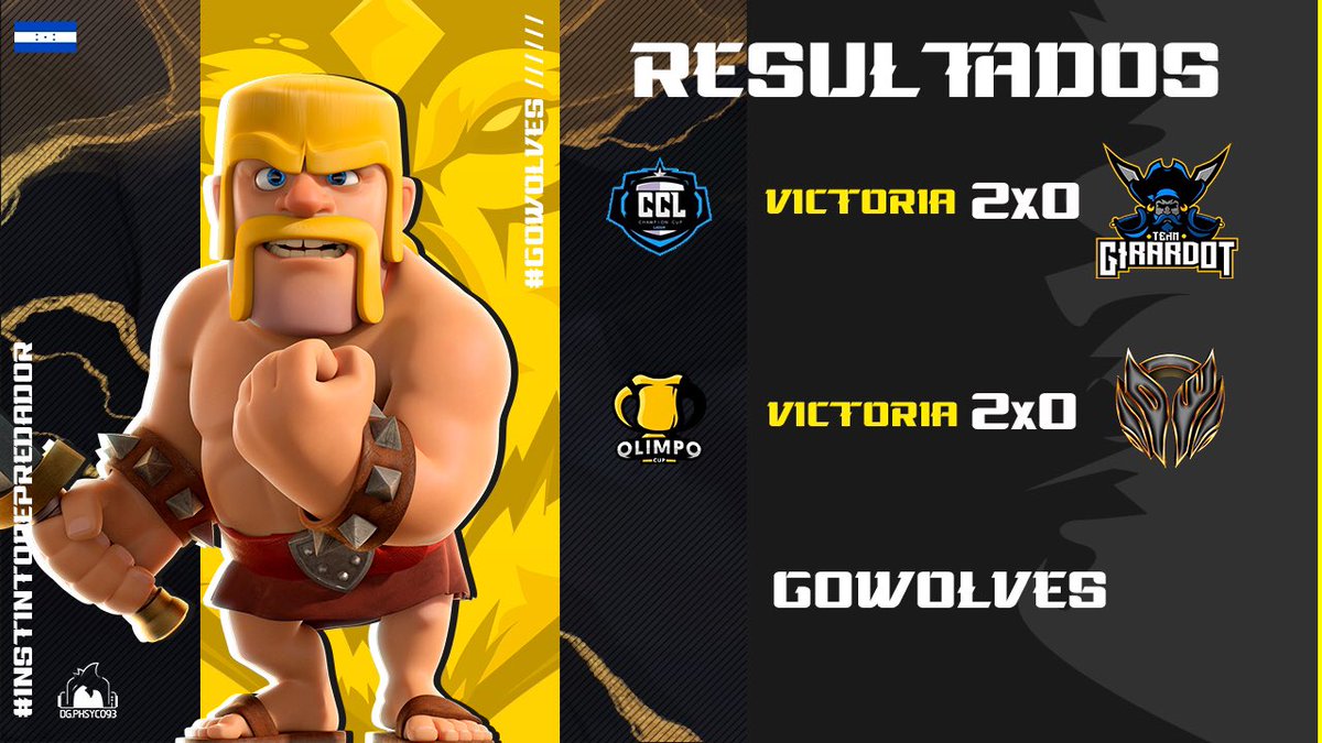 #CR I ¡RESULTADOS!

¡Día perfecto 😍!

Logramos derrotar a @Team_Girardot por 2-0 por la primera jornada de la 🏆<a href="/CCL_Oficial_J/">CCL Oficial</a>

Luego derrotamos a @DarkWarriorst con un marcador 2-0 por la primera jornada de la 🏆<a href="/OlimpoCupGG/">Olimpo Cup</a>

¡Los lobos debutaron con el pie derecho!

#GoWG🐺⚡️