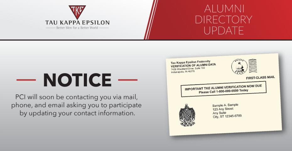 TKE has partnered with Publishing Concepts to update key alumni contact information. Learn more at TKE.org/directory. This update is important to AZ since this updated directory will be source of email addresses for newsletters and alumni communications. #FraternityForLife