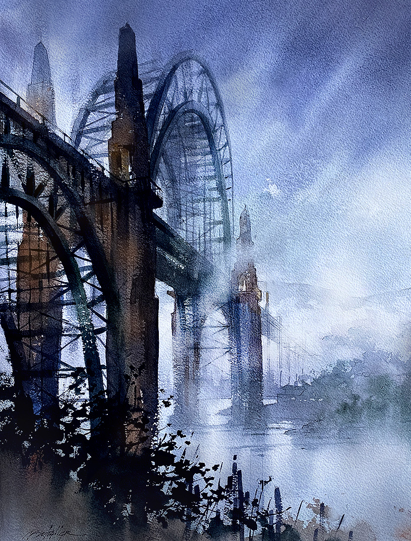 twschaller's tweet photo. Yaquina Bay Bridge #oregon #bridges #yaquinabay #watercolor https://t.co/MN3IN0yaw1