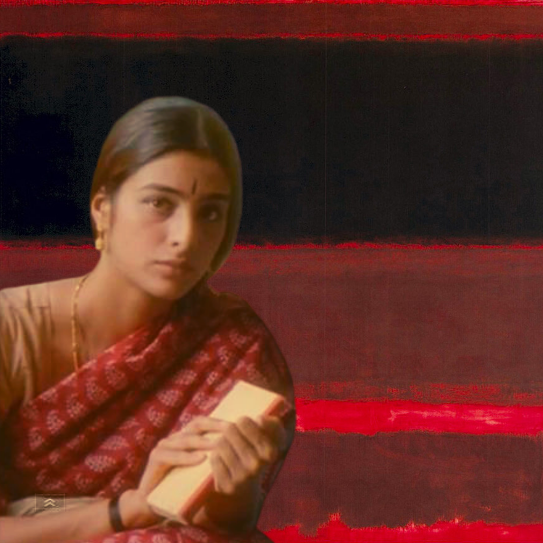 editrani94's tweet photo. MANI RATNAM X ART 

Senthamarai in Iruvar (1997) + Mark Rothko's 'Four Darks in Red', 1958. Senthamarai tends to calm and tame Tamizhselvan's (Prakash Raj) fervor and passion, and the tempered black and passionate reds actually work so well together. Also, well, the obvious. https://t.co/qKcHGK6QrE