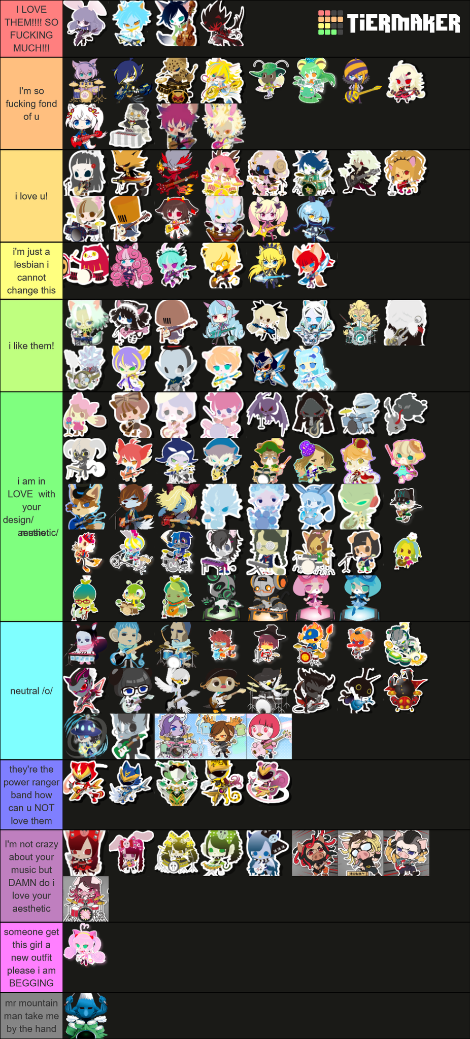 Create a Show By Rock fes a live characters1 Tier List - TierMaker