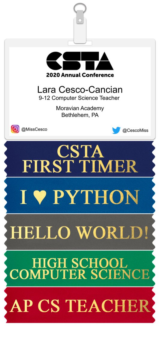 CescoMiss's tweet photo. Virtual conferences call for virtual badges!

I really wish we could be in Arlington but I’m still so pumped to participate in #csta2020 over the next two days! @csteachersorg https://t.co/p4cSedeD5V