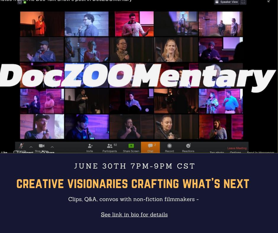 A belated thank you to everyone who came to the #DocZOOMentary event June 30th! And a big shout out to our team member, Rita, for presenting #ADestructionFilm! Thanks again to the @doctalkshow & @columbiachi for inviting us and to all the other incredible presenters involved!