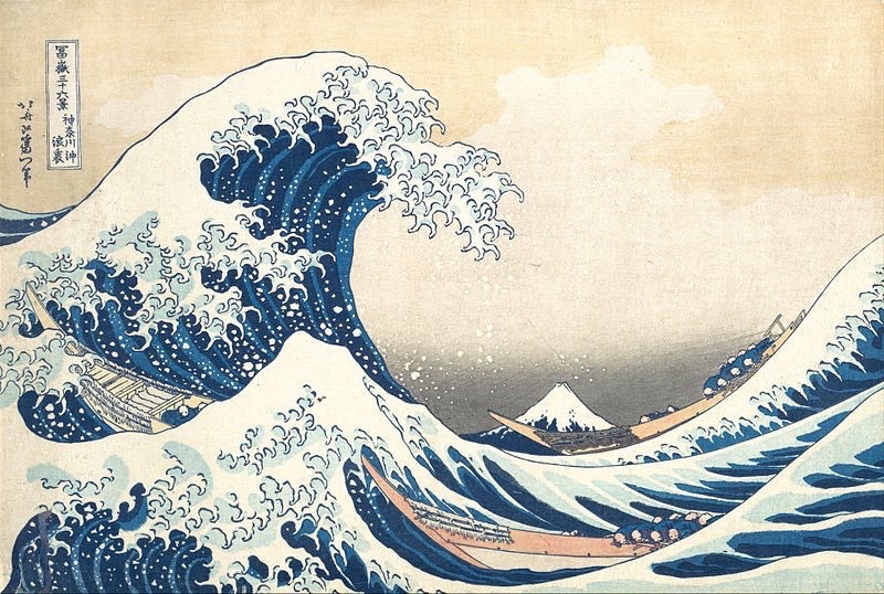 27/ « La Grande Vague de Kanagawa » du peintre japonais Hokusai (1830-1831).« The Sky above The Great Wave off the Coast of Kanagawa » par Hirohiko Araki pour les jeux paralympiques Tokyo 2020.