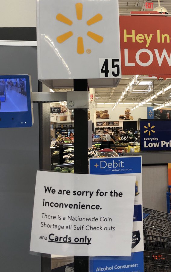 Coin Shortage Strikes Walmart, Customers Required To Pay With Card At Self-Checkout EcxPRJaXoAAVYGa?format=jpg&name=900x900