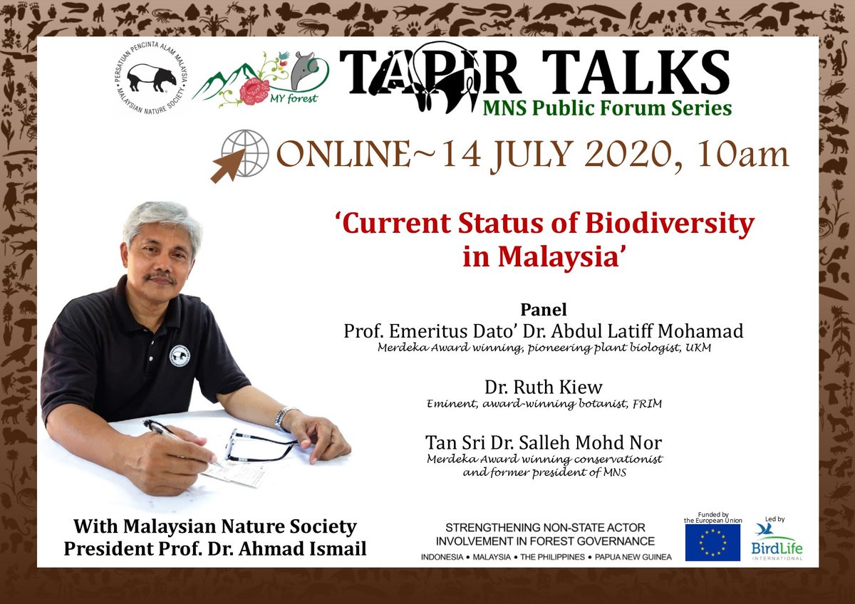 Invitation to all Malaysian Nature Society's (MNS) Members, Nature Lovers, Supporters &amp; Educators. We will be having a public forum series tomorrow at 10 am. 

Do register at docs.google.com/forms/d/e/1FAI…

Can't wait to see you!