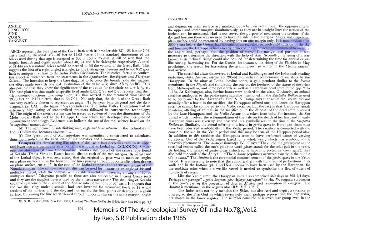 Geometrical knowledge existed ~3000 BC much before Sulbasutras of ~1000 BCE (see patterns)A  #COMPASS was found at  #Lothal used for Navigation system 5000 years ago.A bead factory was also discovered at  #Lothal4/n https://archive.org/details/in.ernet.dli.2015.532560/page/n19/mode/2up?q=3792 https://www.tifr.res.in/~archaeo/papers/Harappan%20Civilisation/Mathematics%20of%20Harappans.pdf