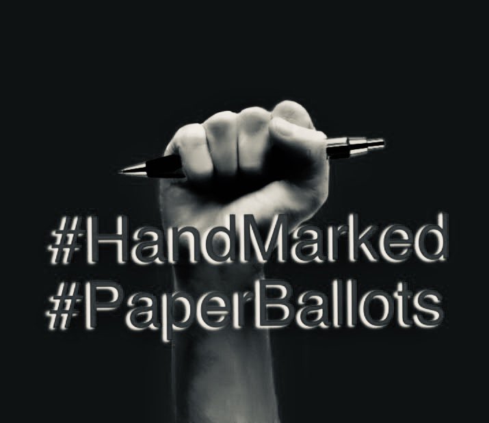 “For in person voting, I much prefer hand marked paper ballots, which do not have to be activated, do not put votes into barcodes, do not break down, and can’t be hacked.” 20/