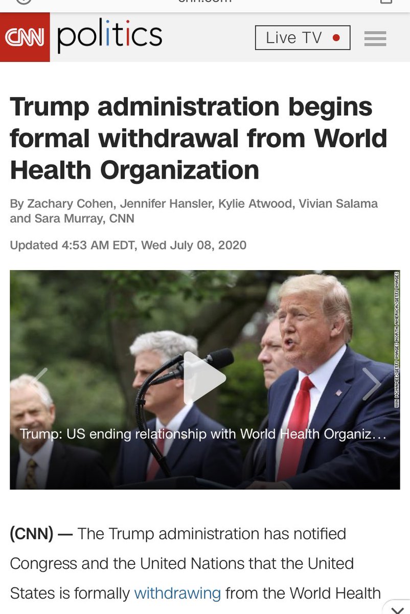 41.) Withdrawing us from the WHO against the advice of the American Medical Association, American Academy of Pediatrics, American Academy of Family Physicians & American College of Physicians, all of which condemned the move as “putting the health of our country at grave risk."