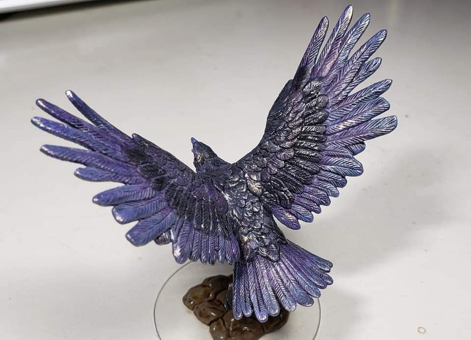 PodcastIndi's tweet image. Some of the work I've been doing the last few days on the big brother bird. Found a metallic color shift purple paint, I added, that doesn't show up well in last few pics. Was trying to get that shimmer crowd have. ~Eric🛸🎨
