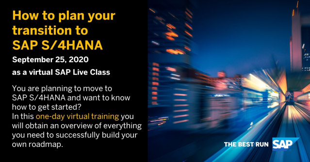 mvr_ramki's tweet photo. Are you planning to move to SAP #S4HANA and you need to know how to get started? We invite you to a one-day virtual training on September 25, 2020 to get the knowledge you need to successfully build your own roadmap. https://t.co/gEjvbUnPeg https://t.co/MGsSrGFiRR https://t.co/DaKFq1Z6oG
