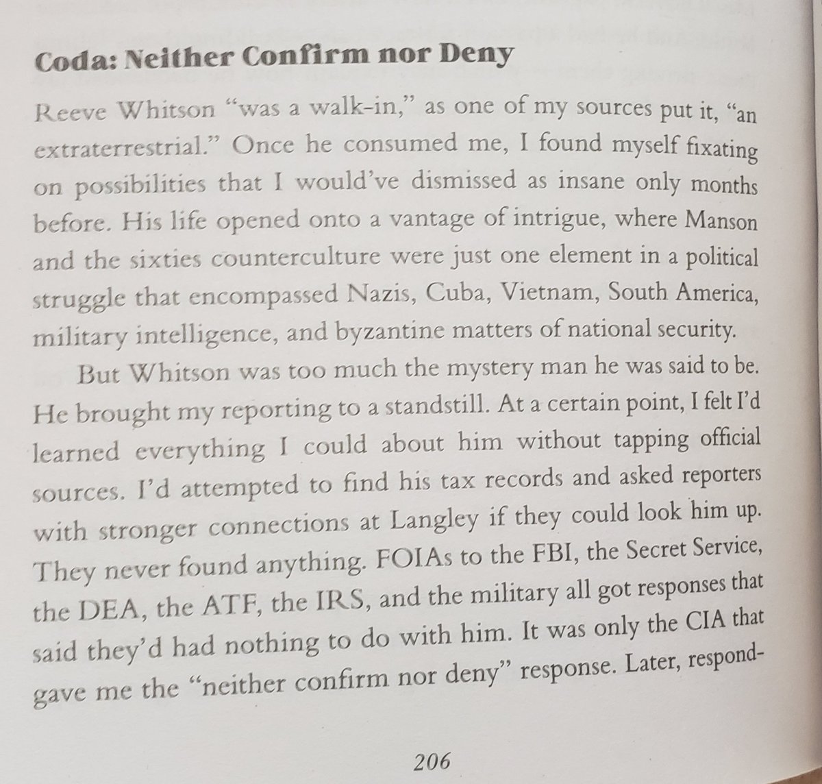 In the end, nothing on Whitson could be definitively proven. You can't exactly FOIA the CIA and expect clear answers. But his mere presence is enough to make anyone wonder - just what the hell was going on behind the scenes of the Manson investigation/trial?