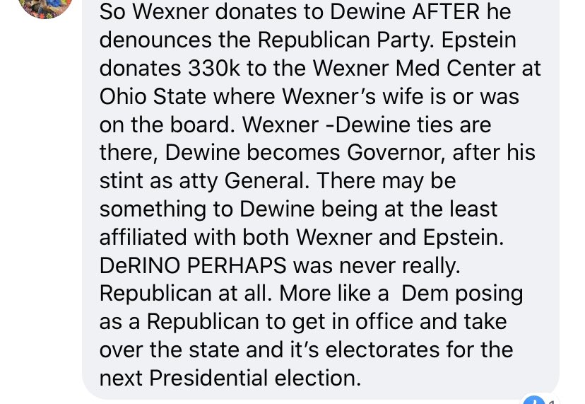 Wexner &  #Ohio  #RINO  #GovMikeDewine... What the heck is going on  How  #Epstein fit into this mess too & the  #ClintonCrimeFamily.. Dewine you have had numerous trips to Haiti  #WakeUpOhio  #TheGreatAwakening  #WWG1WGA   #wayfairchildtrafficking  #SAVETHECHILDERN  #BreakingNews  https://twitter.com/buckeyemom12/status/1282500215828811778