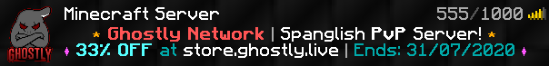 GhostlyLive's tweet image. 💎 Ghostly | 33% OFF 💎

La tienda de Ghostly Network se encuentra con un 33% de descuento hasta el 31/07!

RT + IGN para participar por un rango Galaxy [PERM]!

IP: Ghostly.Live
Discord: invite.gg/ghostlylive