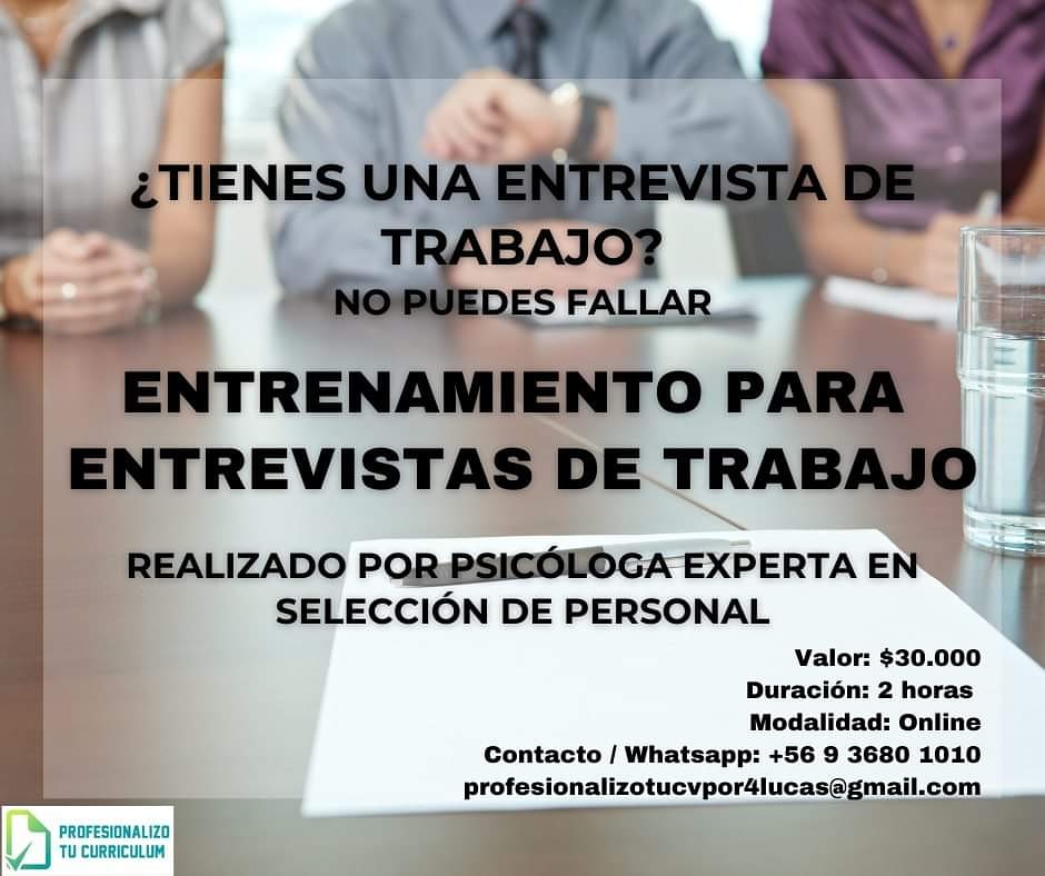 protucv's tweet image. Como Psicóloga experta en Selección de Personal y RRHH te puedo ayudar a prepararte para tu entrevista de trabajo.
Escríbeme a profesionalizotucvpor4lucas@gmail.com o contáctame al +56 9 3680 1010
#chile #trabajo #crisiseconomica #trabajoenchile #sihaypega #empleochile