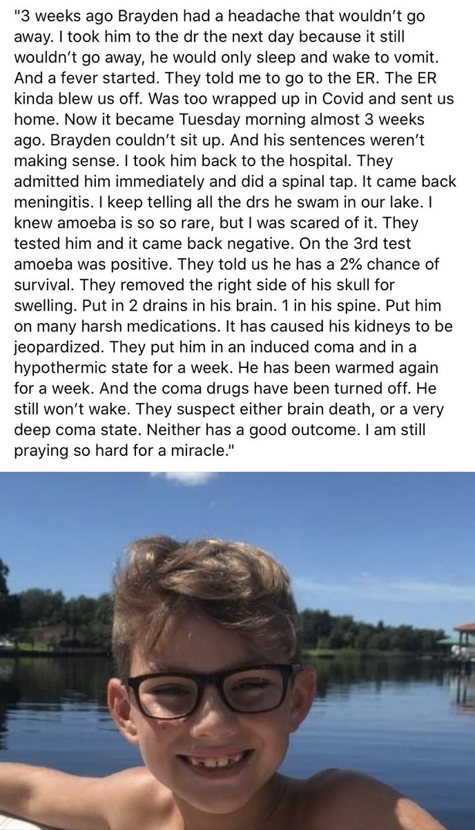 BallingerMom's tweet photo. *PRAYERS NEEDED* 
Our friends’ little boy needs a miracle &amp; the family is asking for prayer. He has an extremely rare brain-eating amoeba. They’re the family who took care of our bunny when we were in Canada &amp; their daughter was Bailey’s best friend then.  Please pray! 🙏🏻💗 https://t.co/pSOlwaiRHk