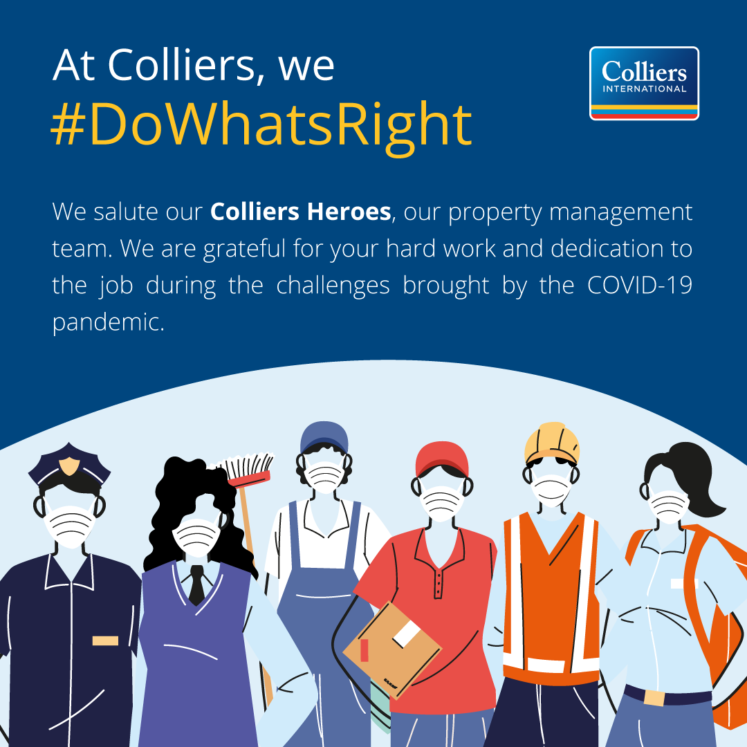 colliers_ph's tweet photo. We salute our Colliers Heroes, our property management team. We are grateful for your hard work and dedication to the job during the challenges brought by the COVID-19 pandemic.

Click here: https://t.co/rzCxrzlB0H

#ColliersHeroes #DoWhatsRight #BeColliers #BeCommunityMinded https://t.co/K1zanryRnp