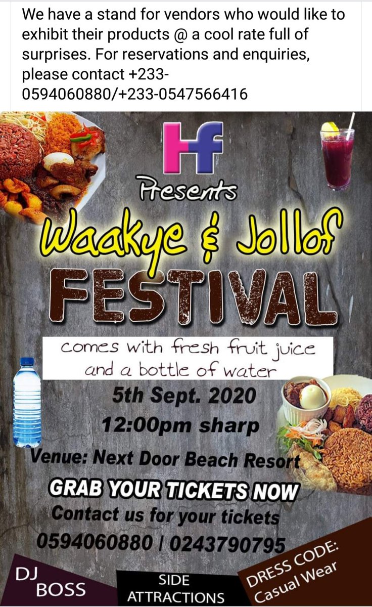 HrhNii's tweet photo. You don't have to miss it
Tell a friend to tell a friend that it's going to be 💥💥💥💥@ the Next Door Beach Resort on the 5th of September, 2020 
For more info, please contact us on any of these numbers.  Thank you and see u there https://t.co/GqHIILQBqa