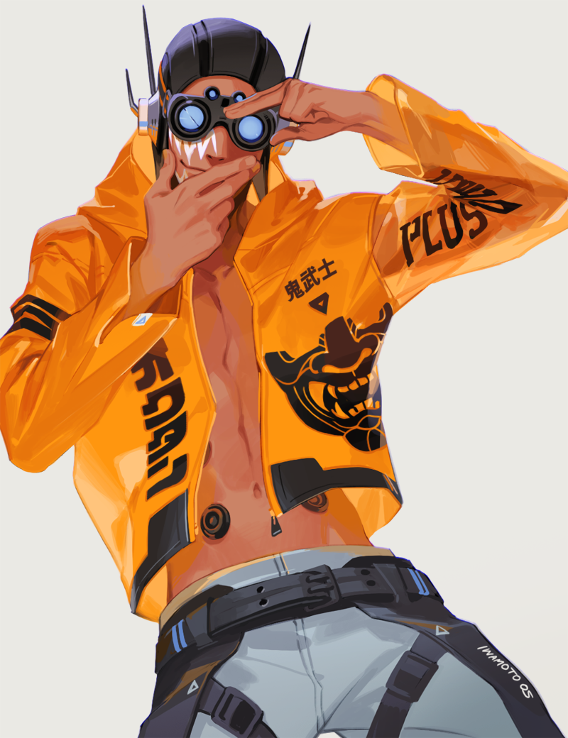 1boy black headwear solo male focus jacket pants goggles  illustration images