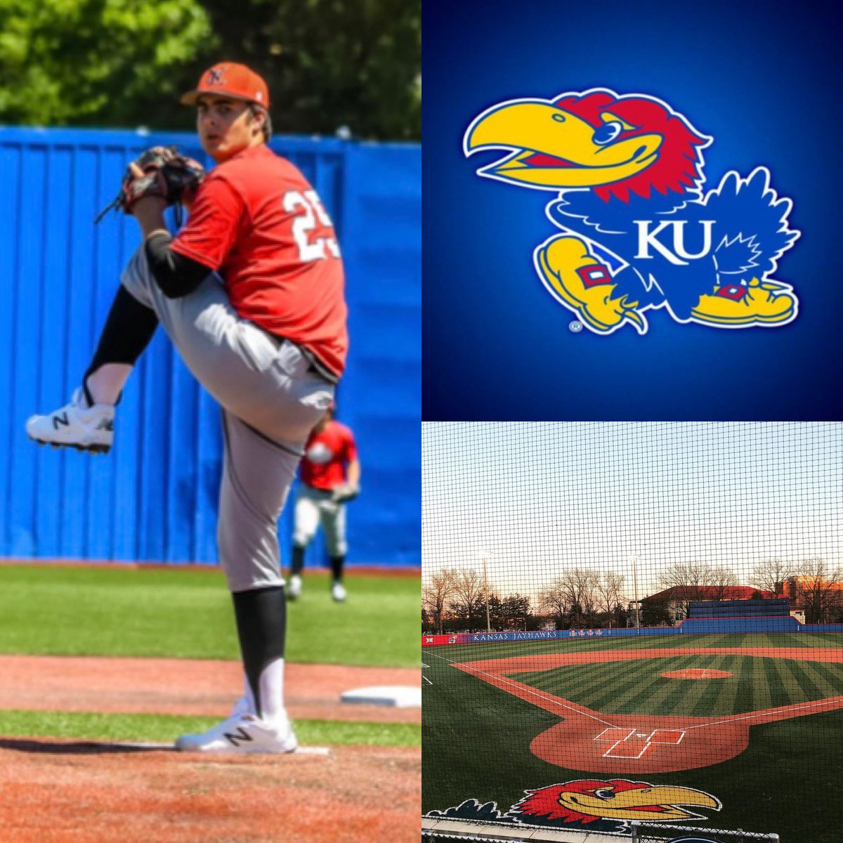 I am excited to announce that I have committed to continue my academic and baseball career at the University of Kansas⚾️🔵🔴Rock Chalk!!!