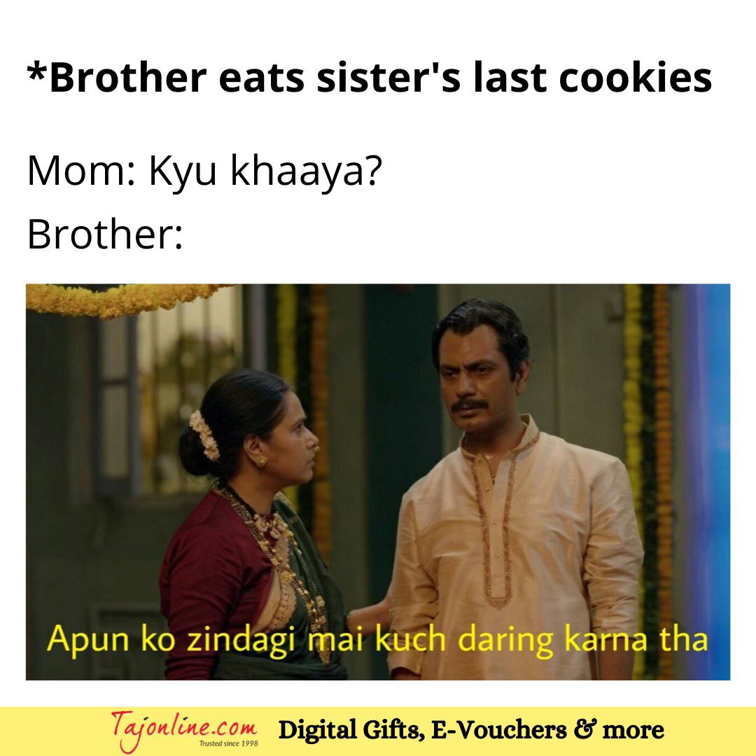 taj_online's tweet photo. How many brothers can relate to Ganesh Gaitonde? 

#RakshaBandhan https://t.co/xCYrGWK7Xe