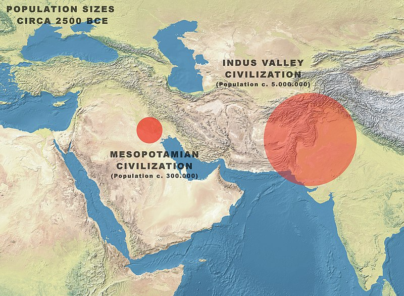 Indus (Meluha), Masan (portions of Oman, UAE, Iran), Dilmun (portions of Dammam, Bahrain, Qatar) were trading partners with Messopotamia.At its zenith, Indus were 5 Million 20x of messopotamia were 0.3 Million.Imagine GDP of India at that time.  @Aabhas24  @harshasherni 11/n