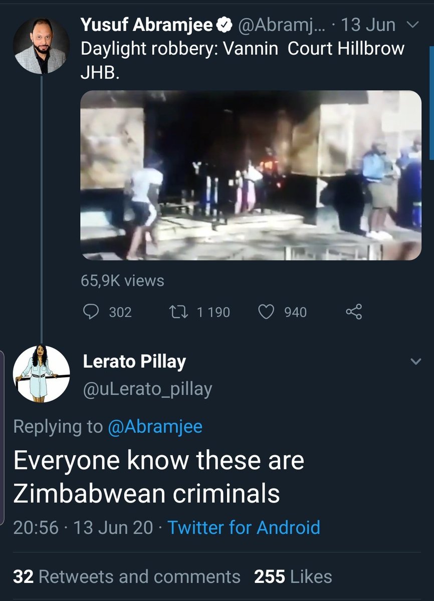Gwala's tweets frequently contain afrophobic sentiment directed at Nigerians and Zimbabweans living in SA.Hashtags it amplifies are inherently nationalist and serve as dogwhistles for even further afrophobic sentiments.