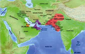 Indus (Meluha), Masan (portions of Oman, UAE, Iran), Dilmun (portions of Dammam, Bahrain, Qatar) were trading partners with Messopotamia.At its zenith, Indus were 5 Million 20x of messopotamia were 0.3 Million.Imagine GDP of India at that time.  @Aabhas24  @harshasherni 11/n