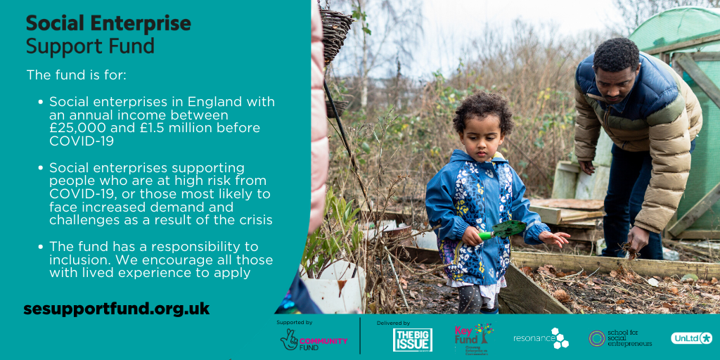 UnLtd's tweet photo. Today @bigissueinvest @keyfund @resonanceltd @schsocent @unltd together launch the Social Enterprise Support Fund, funded by @TNLComFund: 

£18.7M committed to ensuring social enterprises can be at the heart of the recovery from COVID-19. 

https://t.co/ax0jMJDB15 #sesupportfund https://t.co/x35okKFZca