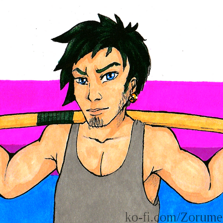 ZorumeArt's tweet photo. 💖 Zéphyr Roronoa 💜 #Bisexual 💙

Zéphyr is Zara and Zoro's first born &amp; Zoey's twin. Just like all his siblings, he fights with a sword and inherited his parents's fighting style. #Biromantic #LGBTQ #BisexualCharacter #QueerOCs #QueerArtist https://t.co/FZKlS9lEjl