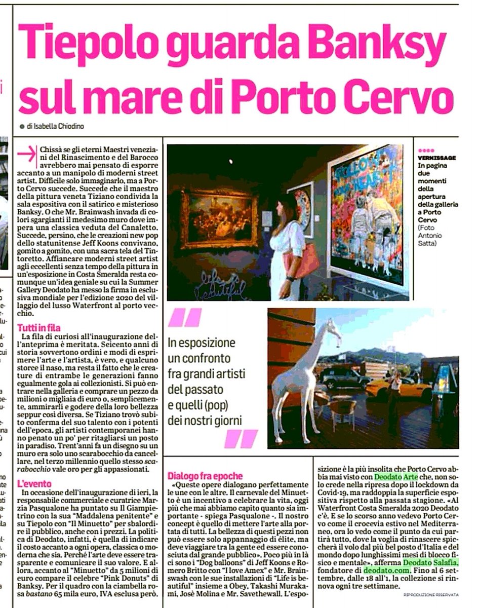 Grazie a <a href="/UnioneSarda/">L'Unione Sarda</a> per l'articolo dedicatoci #deodatoarte #banksy #costasmeralda