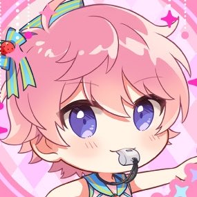 pink hair 1boy male focus solo whistle chibi pink background  illustration images