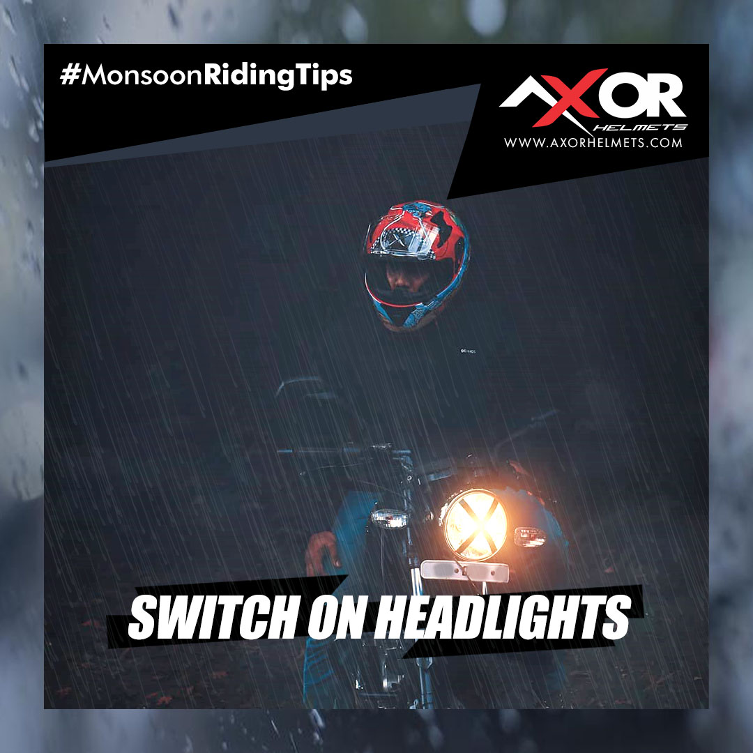 AxorHelmets's tweet photo. Rainy days can go clumsy with lower lights, poor vision, and slippery roads. Always switch on the headlights during monsoon. 
Stay safe. 
Follow #MonsoonRidingTips and enjoy your monsoon ride safely.
PC: @jikkychristopher
Learn more at https://t.co/mAAHYXIOjv
#Axor #AxorHelmets https://t.co/3gTgphdy8Y