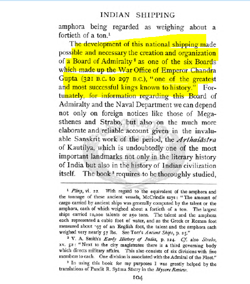 321-297 BC, Chandragupt Maurya created NAVAL Department and defined duty structure for import and exports.17/n