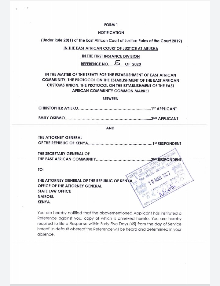 Econews Africa (@econewsafrica) on Twitter photo Two Kenyan advocates Emily Osiemo and Christopher Ayieko have filed a case in the East African Court challenging the Kenya-US Free Trade Agreement. We will be following the proceedings and keep you informed on the same.<a href="/crawntrustkenya/">CRAWN TRUST</a> <a href="/HakiMadiniKenya/">Haki Madini Kenya</a> <a href="/endacacid/">enda cacid</a> <a href="/odariedgar/">Jalang'o Odari</a> Two Kenyan advocates Emily Osiemo and Christopher Ayieko have filed a case in the East African Court challenging the Kenya-US Free Trade Agreement. We will be following the proceedings and keep you informed on the same.<a href="/crawntrustkenya/">CRAWN TRUST</a> <a href="/HakiMadiniKenya/">Haki Madini Kenya</a> <a href="/endacacid/">enda cacid</a> <a href="/odariedgar/">Jalang'o Odari</a>