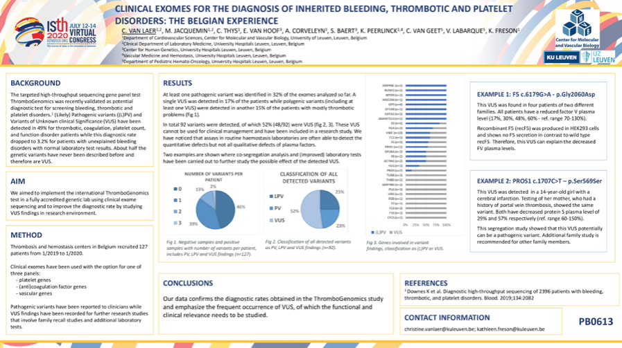 CMVB_KULeuven's tweet photo. Watch also out for some of the CMVB posters presented at #ISTH2020 See PB0613, PB1616 &amp; PB0266. https://t.co/ureBqZAmSB