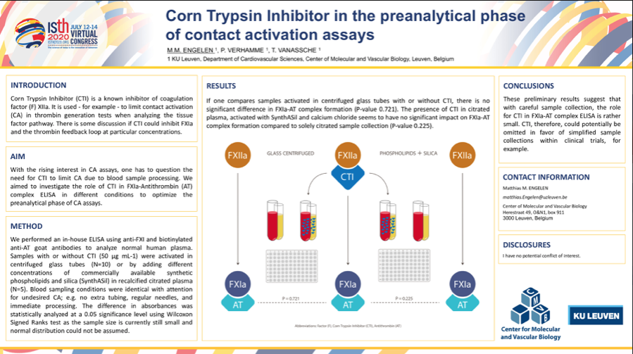 CMVB_KULeuven's tweet photo. Watch also out for some of the CMVB posters presented at #ISTH2020 See PB0613, PB1616 &amp; PB0266. https://t.co/ureBqZAmSB