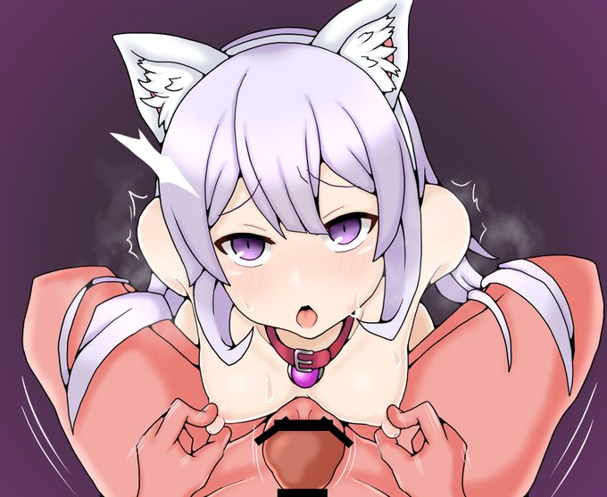 敗北宣言後の紫髪変身ヒロインちゃん
猫耳・首輪をつけられ、休む間もなく弄ばれ続けていた 