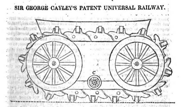 Continuous track dates to 1830s with one of the first patents being the ‘universal railway” invented by Sir George Cayley. In 1832 a tracked steam ploughing engine was built by British textile manufacturer John Heathcote and was moderately successful until it sank into a swamp.