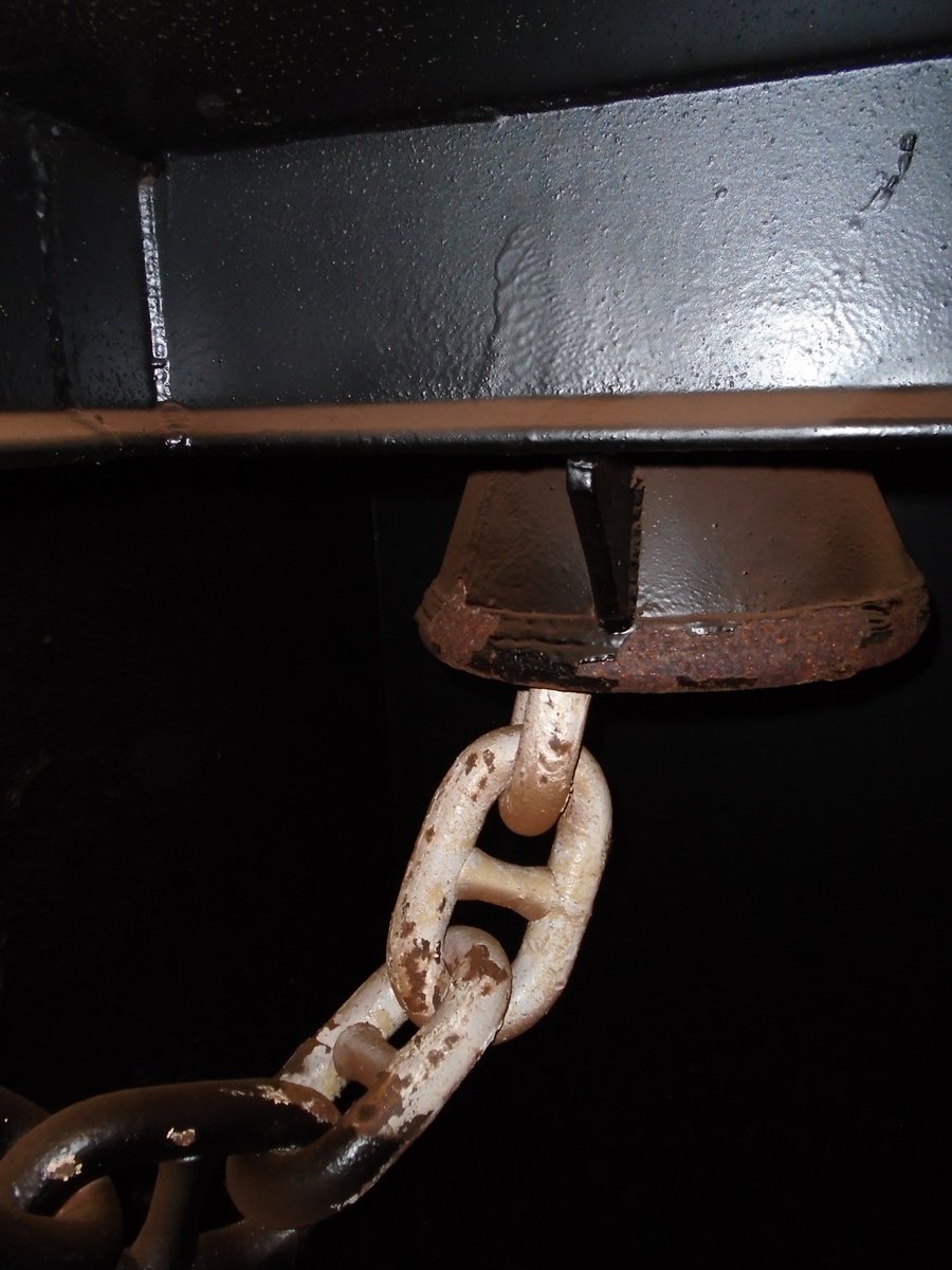 This is the 'bitter end' of the RRS James Clark Ross. It is where the end of the anchor chain is attached to the hull of the ship. Once you have reached the 'bitter end', there is nothing left to pay out @BAS_News